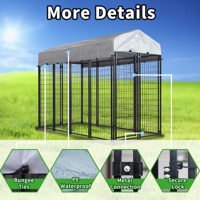 Show full view: Hittite Outdoor Expandable Modular Dog Kennel with Backyard Grey Roof Cover, Black, Large: 96 x 48 x 72-in slide 6 of 9