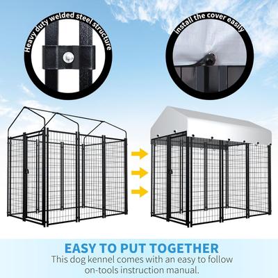 Show full view: Hittite Outdoor Expandable Modular Dog Kennel with Backyard Silver Roof Cover, Black, Large: 96 x 48 x 72-in slide 8 of 9