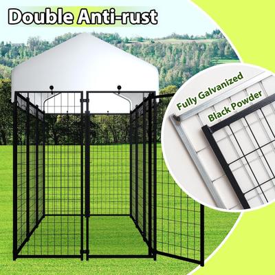 Show full view: Hittite Outdoor Expandable Modular Dog Kennel with Backyard Silver Roof Cover, Black, Large: 96 x 48 x 72-in slide 4 of 9