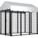 Hittite Outdoor Expandable Modular Dog Kennel with Backyard Silver Roof Cover, Black, Large: 96 x 48 x 72-in