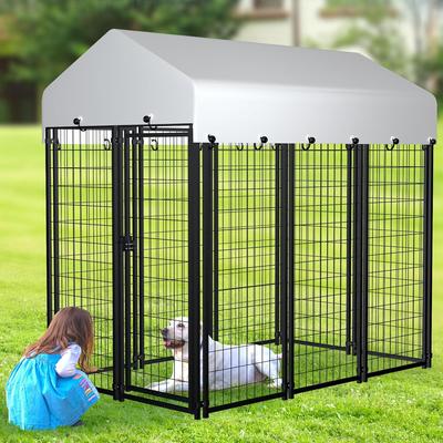 Show full view: Hittite Outdoor Expandable Modular Dog Kennel with Backyard Silver Roof Cover, Black, Large: 96 x 48 x 72-in slide 2 of 9