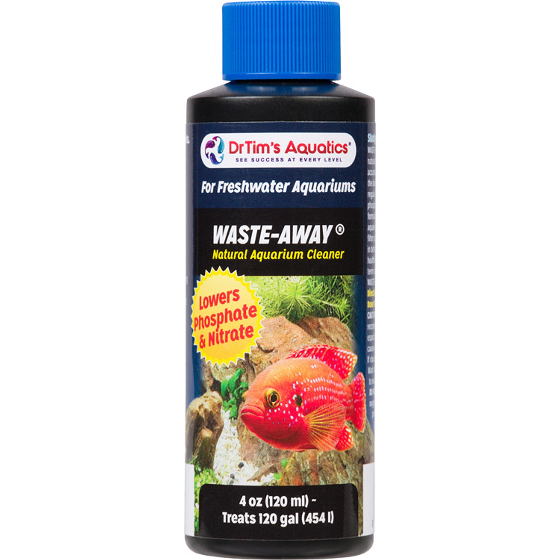 DrTim's Aquatics Waste-Away Natural Aquarium Cleaner for Freshwater Aquariums, 4-fl oz bottle