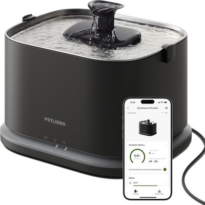 Show full view: Petlibro Dockstream 2 Smart Stainless Steel Cat Water Fountain, Black, 3-l slide 9 of 11