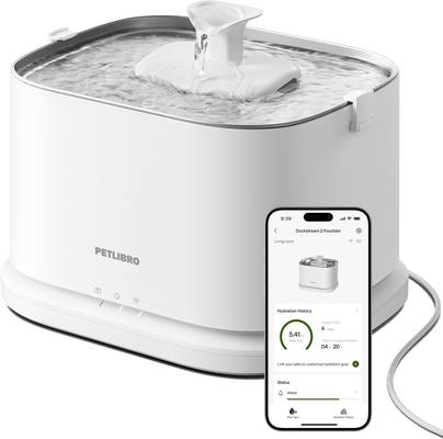 Show full view: Petlibro Dockstream 2 Smart Stainless Steel Cat Water Fountain, White, 3-l slide 9 of 11