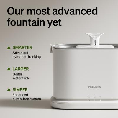 Show full view: Petlibro Dockstream 2 Smart Stainless Steel Cat Water Fountain, White, 3-l slide 4 of 11