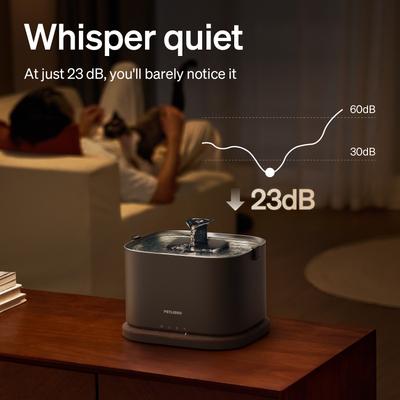 Show full view: Petlibro Dockstream 2 Stainless Steel Cordless Rechargeable Cat Water Fountain, Black, 3-l slide 7 of 10