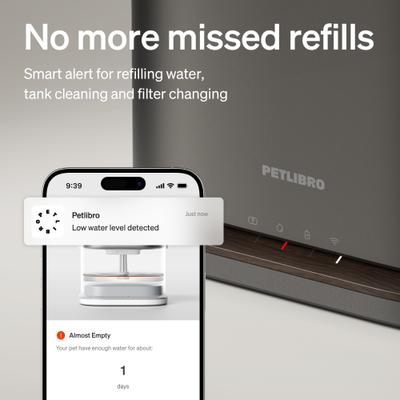 Show full view: Petlibro Dockstream 2 Stainless Steel Cordless Rechargeable Cat Water Fountain, Black, 3-l slide 8 of 10