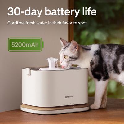 Show full view: Petlibro Dockstream 2 Stainless Steel Cordless Rechargeable Cat Water Fountain, White, 3-l slide 4 of 10