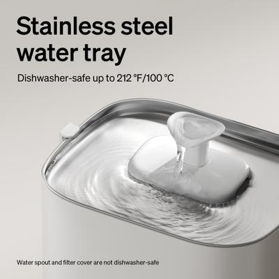 Show full view: Petlibro Dockstream 2 Stainless Steel Cordless Rechargeable Cat Water Fountain, White, 3-l slide 5 of 10