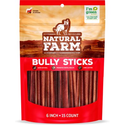 Natural Farm Natural Farm Odor Free 6-inch Bully Stick Dog Chews, 15 count