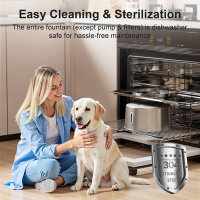 Show full view: Casfuy PWL-009 Wireless Smart 3 Water Modes Stainless Steel Dog Water Fountain, 237-oz slide 8 of 9