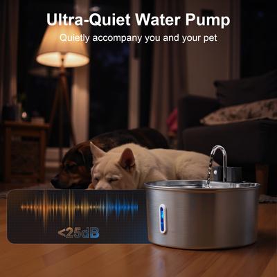 Show full view: Casfuy PWL-009 Wireless Smart 3 Water Modes Stainless Steel Dog Water Fountain, 237-oz slide 7 of 9
