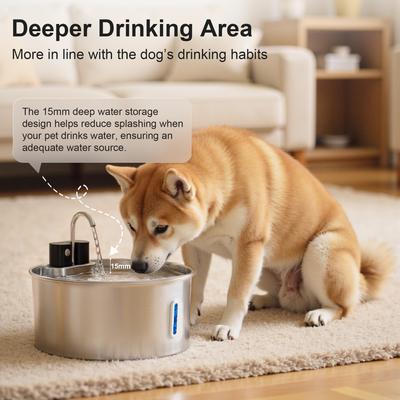 Show full view: Casfuy PWL-009 Wireless Smart 3 Water Modes Stainless Steel Dog Water Fountain, 237-oz slide 6 of 9