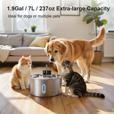 Show full view: Casfuy PWL-009 Wireless Smart 3 Water Modes Stainless Steel Dog Water Fountain, 237-oz slide 3 of 9