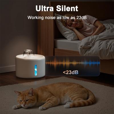 Show full view: Casfuy W9 Enhanced KDF Multi-Layer Filtration Quiet Dog & Cat Water Fountain, White, 85-oz slide 4 of 7