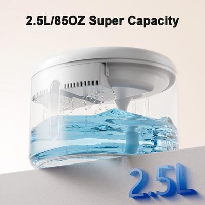 Show full view: Casfuy W9 Enhanced KDF Multi-Layer Filtration Quiet Dog & Cat Water Fountain, White, 85-oz slide 5 of 7