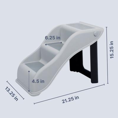 Show full view: TRIXIE 3 Step Pet Stairs Lightweight Collapsible Easy to Store Non-Slip Treads Cat & Dog Stairs, Gray slide 6 of 7