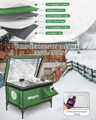 Show full view: Wagstro Camera Ready Interior Rainproof One-Way Exit Panel Polyester Outdoor Heated Cat House, Large, Green slide 4 of 7