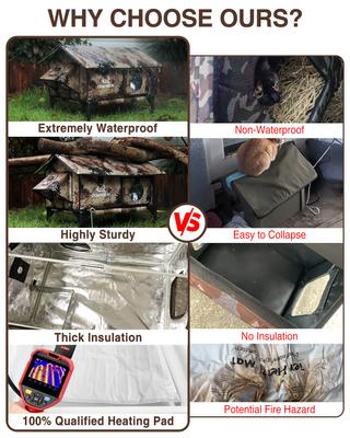 Show full view: Clawsable Waterproof Polyester Outdoor Cat Shelter with Heating Pad, Desert Camo, Small slide 2 of 6