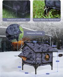 Wagstro Waterproof Escape Tunnel & Elevated Eco-Friendly Insulated Polyester Outdoor Heated Cat House, Black, Small slide 2 of 2