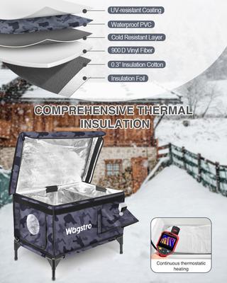 Show full view: Wagstro Camera Ready Interior Rainproof One-Way Exit Panel Polyester Outdoor Heated Cat House, Large, Black slide 3 of 6