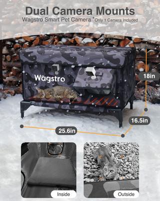 Show full view: Wagstro Camera Ready Interior Rainproof One-Way Exit Panel Polyester Outdoor Heated Cat House, Large, Black slide 5 of 6