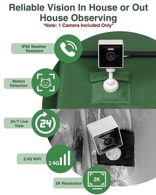 Show full view: Wagstro Camera Ready Interior Rainproof One-Way Exit Panel Polyester Outdoor Heated Cat House, Large, Green slide 7 of 7