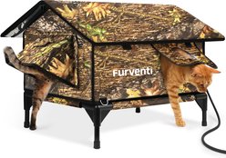 Furventi Leaf Camouflage Hideaway Weatherproof Insulated Elevated Polyester Outdoor Heated Cat Shelter, Green, Large slide 1 of 6