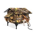 Furventi Leaf Camouflage Hideaway Weatherproof Insulated Elevated Polyester Outdoor Heated Cat Shelter, Green, Small