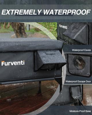 Show full view: Furventi Camera Enabled Waterproof Insulated Polyester Outdoor Heated Cat House, Large, Grey slide 5 of 9
