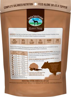 Show full view: American Natural Premium Market Fresh Beef with Carrots & Cauliflower Freeze-Dried Dog Food, 16-oz bag slide 3 of 6