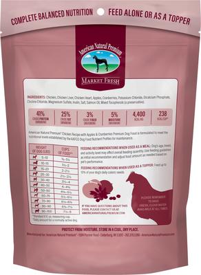 Show full view: American Natural Premium Market Fresh Chicken with Apples & Cranberries Freeze-Dried Dog Food, 16-oz bag slide 3 of 7