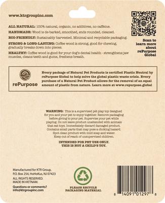 Show full view: Natural Pet Coffee Wood Tough Dog Chew Toy, Brown, Small slide 2 of 6