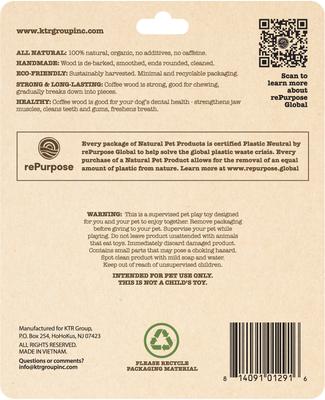 Show full view: Natural Pet Coffee Wood Tough Dog Chew Toy, Brown, Large slide 2 of 6