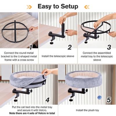 Show full view: Chumajor 360° Rotating & Adjustable Cat Desk Bed, Grey slide 8 of 8