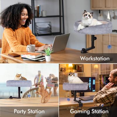 Show full view: Chumajor 360° Rotating & Adjustable Cat Desk Bed, Grey slide 4 of 8