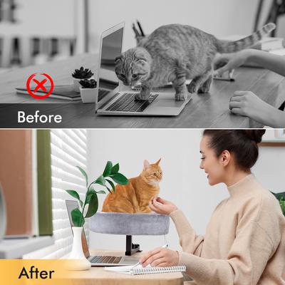 Show full view: Chumajor 360° Rotating & Adjustable Cat Desk Bed, Grey slide 3 of 8