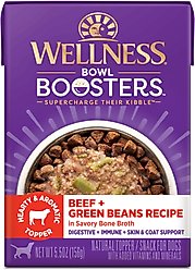 Wellness Bowl Boosters Hearty Toppers Beef Wet Dog Toppers, 5.5-oz bag, 12 count