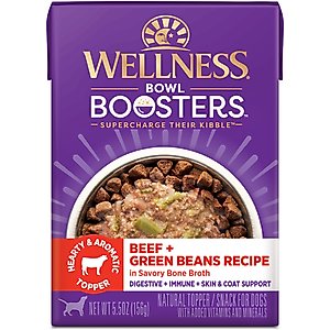 Wellness Bowl Boosters Hearty Toppers Beef Wet Dog Toppers, 5.5-oz bag, 12 count