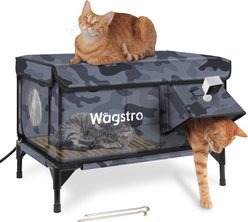 Wagstro Camera Ready Interior Rainproof One-Way Exit Panel Polyester Outdoor Heated Cat House, Large, Black