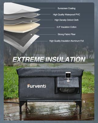 Show full view: Furventi Camera Enabled Waterproof Insulated Polyester Outdoor Heated Cat House, Large, Grey slide 3 of 9