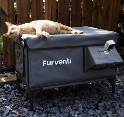 Show full view: Furventi Camera Enabled Waterproof Insulated Polyester Outdoor Heated Cat House, Large, Grey slide 2 of 9