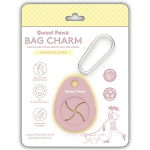 Sweet Paws Bag Charm Hands-Free Used Dog Poop Bag Carrier, Blush Pink, 1 count