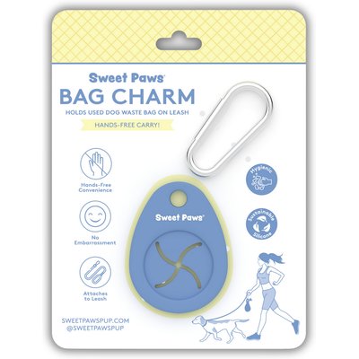 Sweet Paws Sweet Paws Bag Charm Hands-Free Used Dog Poop Bag Carrier, Azure, 1 count