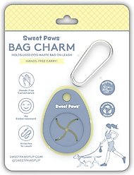 Sweet Paws Bag Charm Hands-Free Used Dog Poop Bag Carrier, Glacier