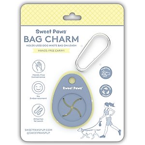 Sweet Paws Bag Charm Hands-Free Used Dog Poop Bag Carrier, Glacier, 1 count