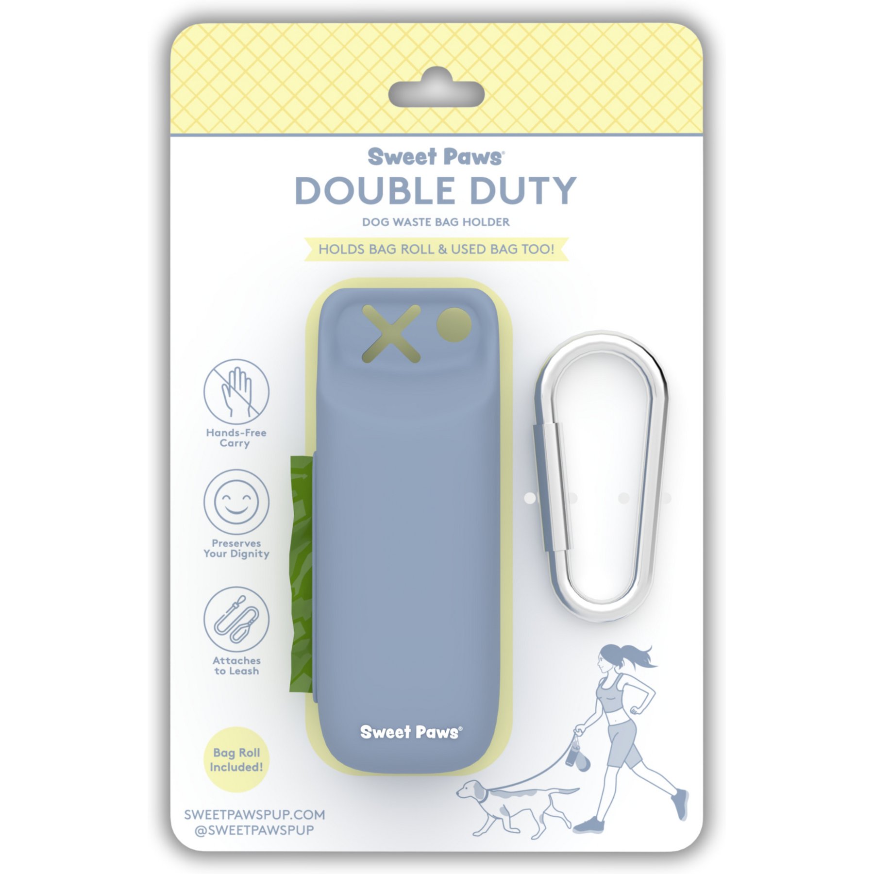 Sweet Paws Double Duty Waste Hands-Free Poop Bag Holder, Small