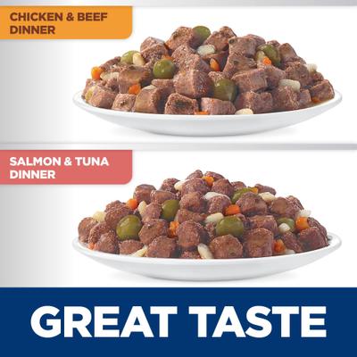 Show full view: Hill's Science Diet Adult Sensitive Stomach & Sensitive Skin Chicken & Beef, Salmon & Tuna Variety Pack Wet Cat Food, 2.8-oz pouch, 12 count slide 5 of 11