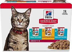 Hill's Science Diet Adult Tender Dinner Variety Pack Cat Food, 2.8-oz pouch, case of 12