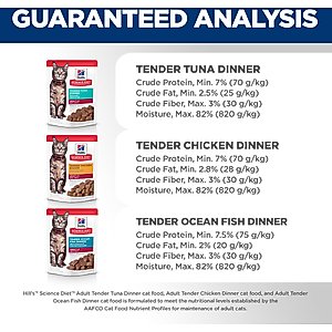 Hill's Science Diet Adult Tender Dinner Variety Pack Cat Food, 2.8-oz pouch, case of 12